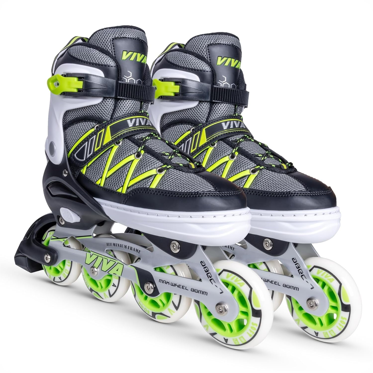 Viva Inline Skates 90mm | Uk Size : 9-11 | Unisex Outdoor Skating Shoes Roller Blades With Featuring Wheels For Skating Beginners | Multicolor