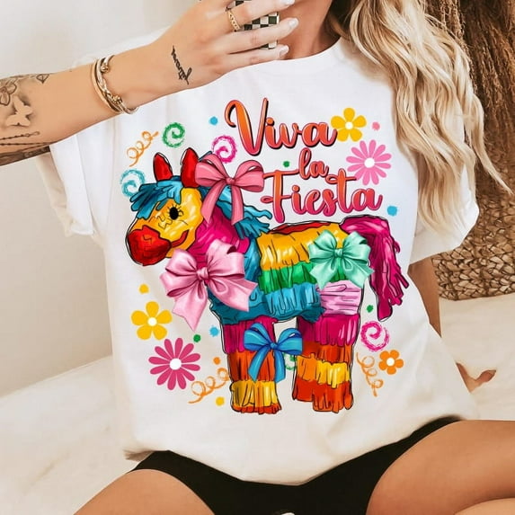 Viva La Fiesta Shirt, Mexican Fiesta Shirt, Pinata Coquette Bow Shirt, Fiesta Party Shirt, Festival 2025 Shirt Design