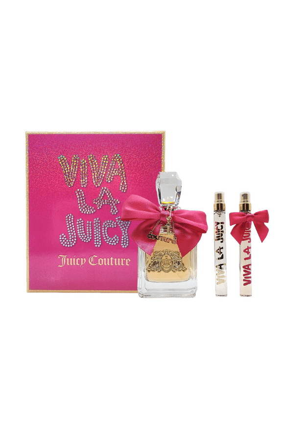 Viva La Juicy by Juicy Couture 3 PC Set for Women: 3.4 Eau de Parfum Spray + 0.33 oz Eau de Parfum Spray + Gold Couture 0.33 oz Eau de Parfum Spray