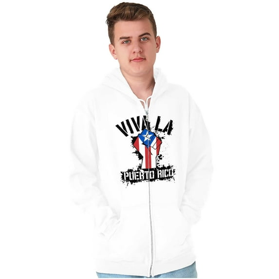 Viva La Puerto Rico Se Levanta Pride Unisex Fleece Graphic Zip Up Hoodie Brisco Brands 5X