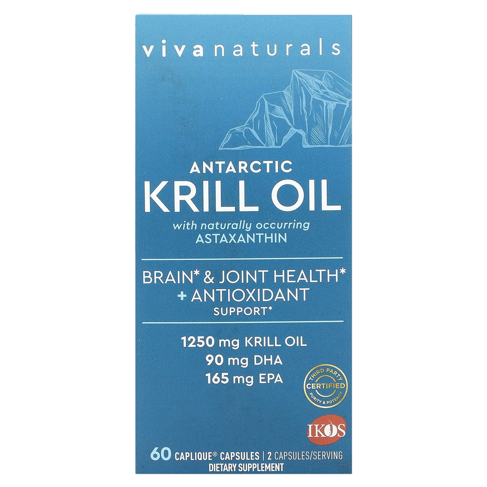 Viva Labs Krill Oil Highest Levels of Omega3s in the Industry, 1250mg/serving, 60 Capliques