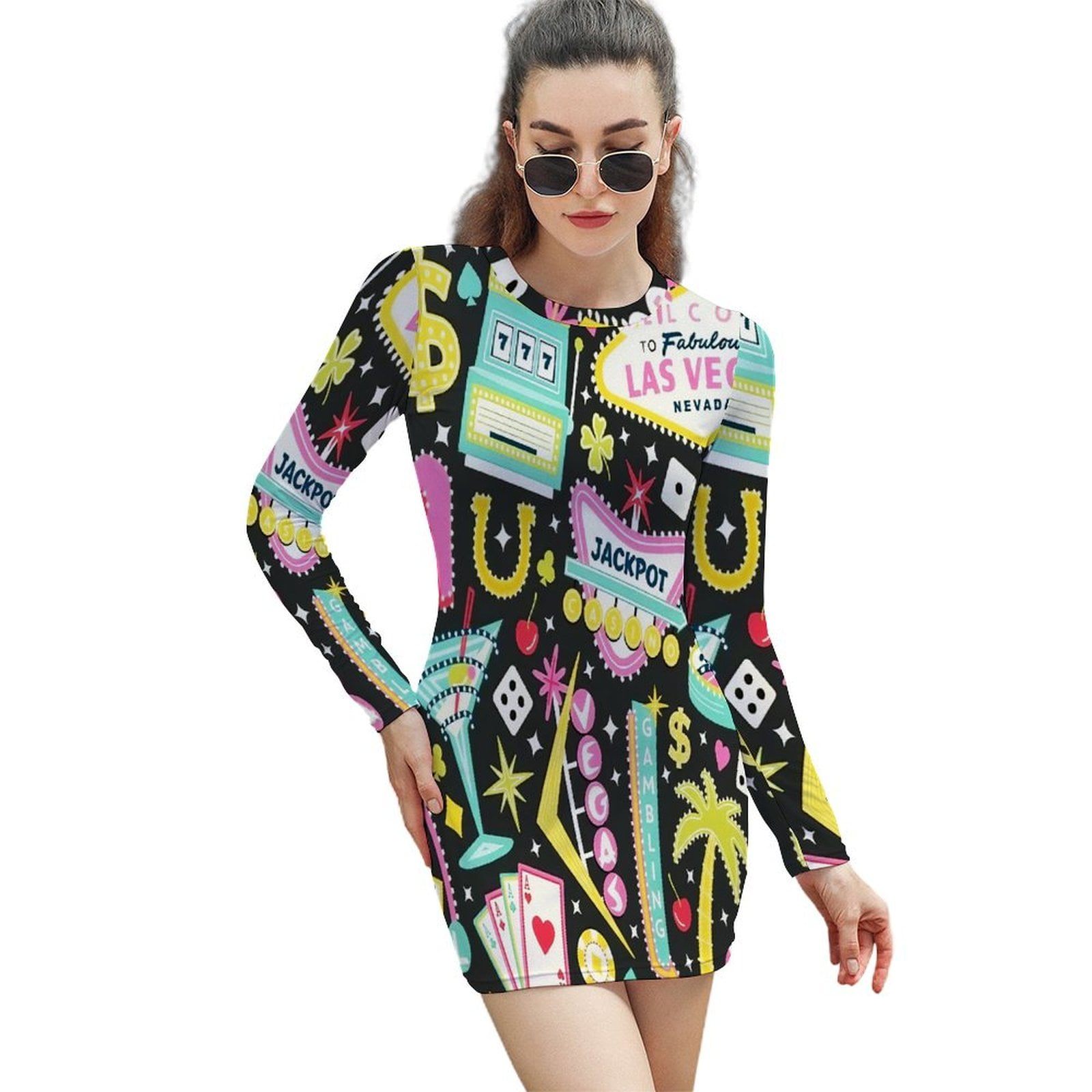 Viva Las Vegas Women's Long Sleeve Bodycon Dress Soft Stretchy For Everyday  Wear And Special Occasions - Walmart.com