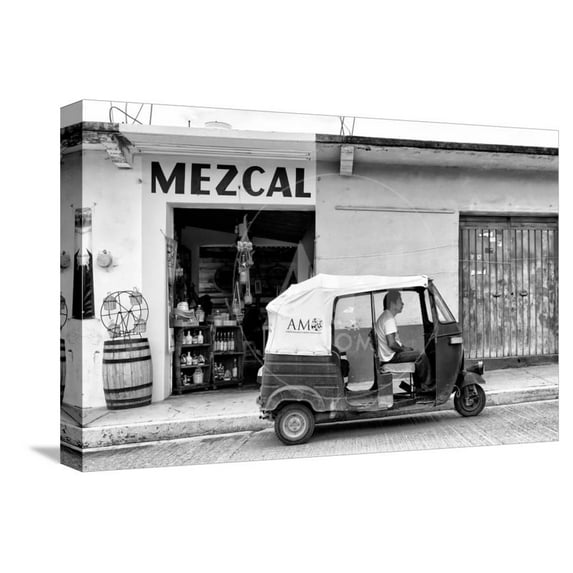 Viva Mexico BW Collection Mezcal Tuk Tuk, Scenic Transportation World Culture Stretched Canvas Wall Art by Philippe Hugonnard Sold by Art.Com
