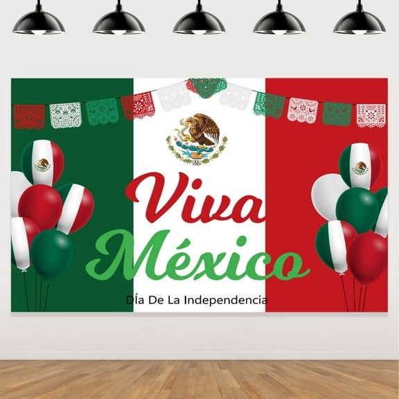 Viva Mexico Backdrop Banner, Viva Mexico Photo Booth Backdrop Dia De La Independencia 16th September Photography Background Decoration, 4.9*3.2feet
