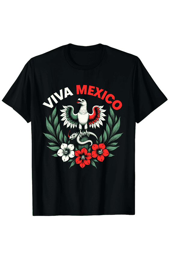 Viva Mexico Eagle Snake Graphic T-Shirt - Patriotic Mexican Heritage Pride Tee - Retro Style Unisex Adult Apparel