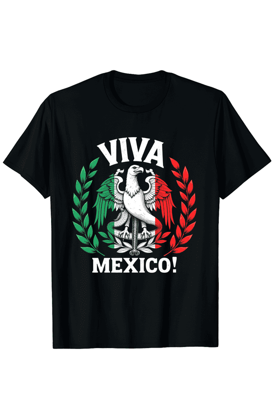 Viva Mexico Eagle Snake Graphic Tee - Patriotic Mexican Heritage Pride Unisex Adult T-Shirt - Retro Vintage Style Black Top