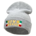 thumbnail image 1 of Viva Mexico Flag Embroidered 12 Inch Long Knitted Beanie - Heather Grey OSFM, 1 of 5