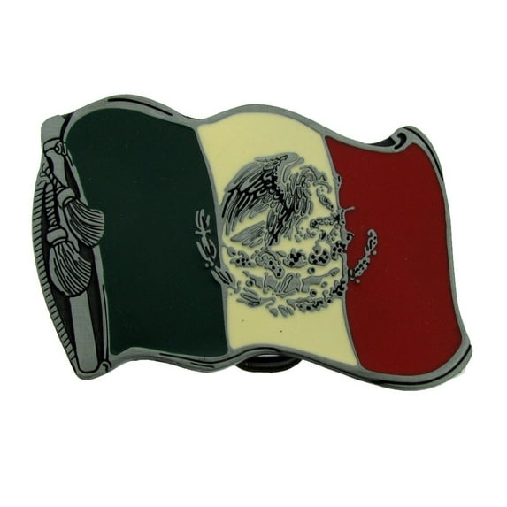 Viva Mexico Mexican Belt Buckle Wavy Flag Rodeo Western New ANTIQUED