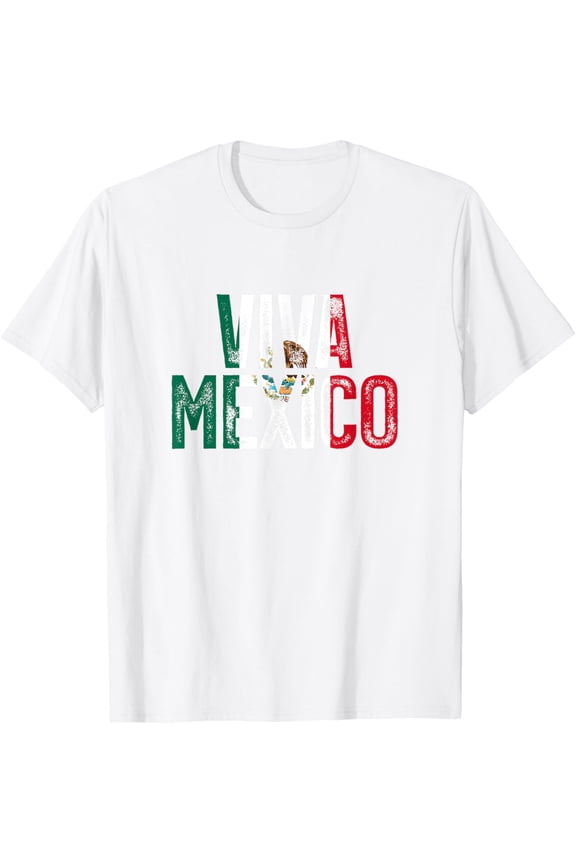 Viva Mexico Pride Proud Mexican Flag I Love Mexico Vintage T-ShirtMen's and women's pure cotton short-sleeved shirts