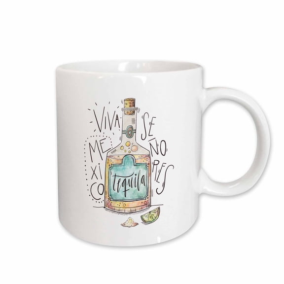 3drose, Viva Mexico Senores a Pretty Drawing of a Bottle of Tequila, 15oz Mug