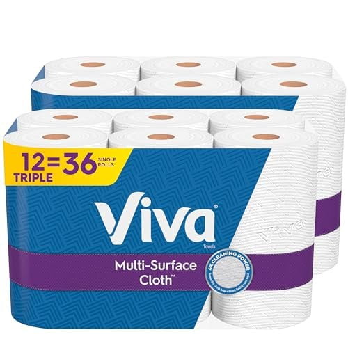 Viva Multi-Surface Cloth Paper Towels, 12 Triple Rolls, 165 Sheets Per Roll 2 Packs of 6