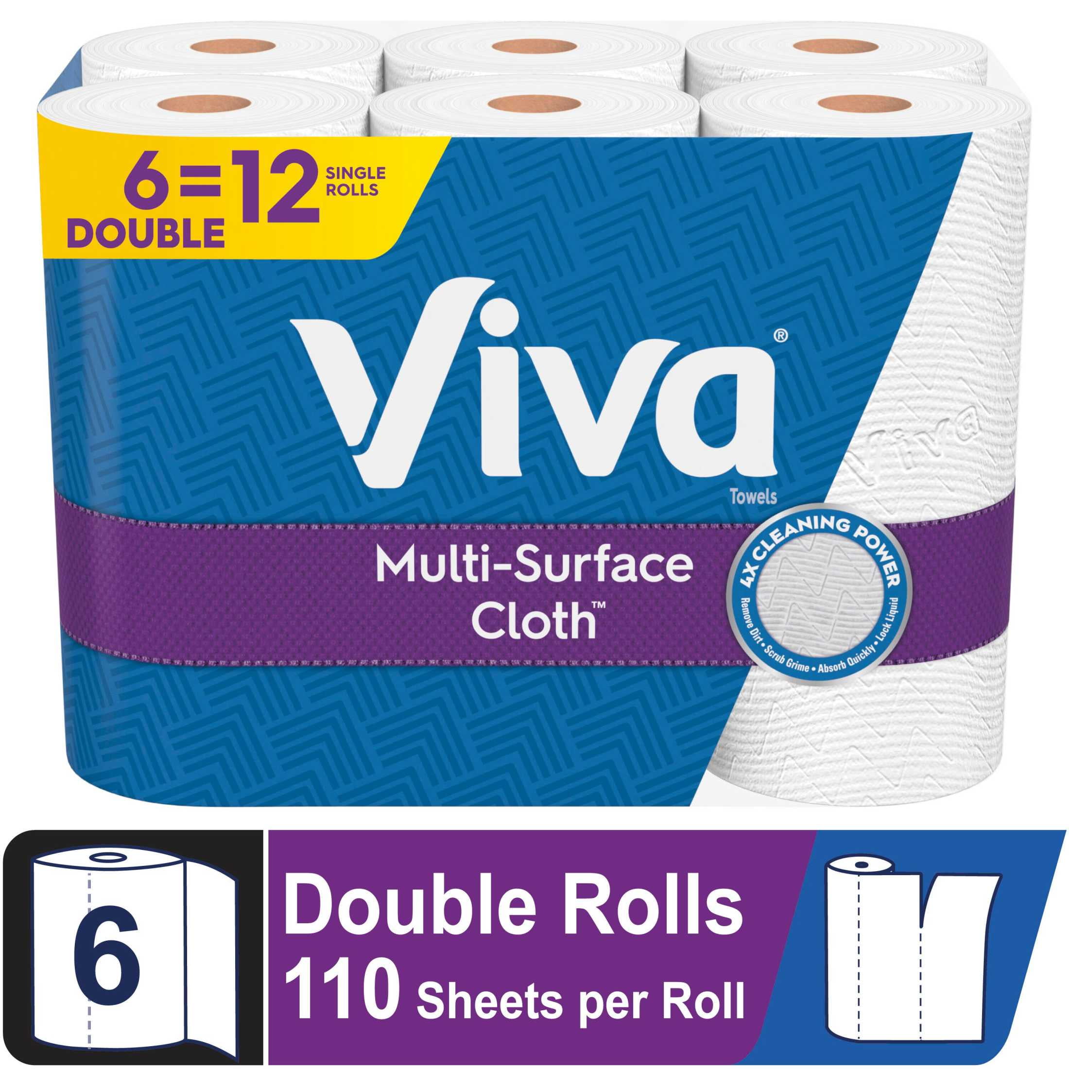 Viva Multi-Surface Cloth Paper Towels, 6 Double Rolls