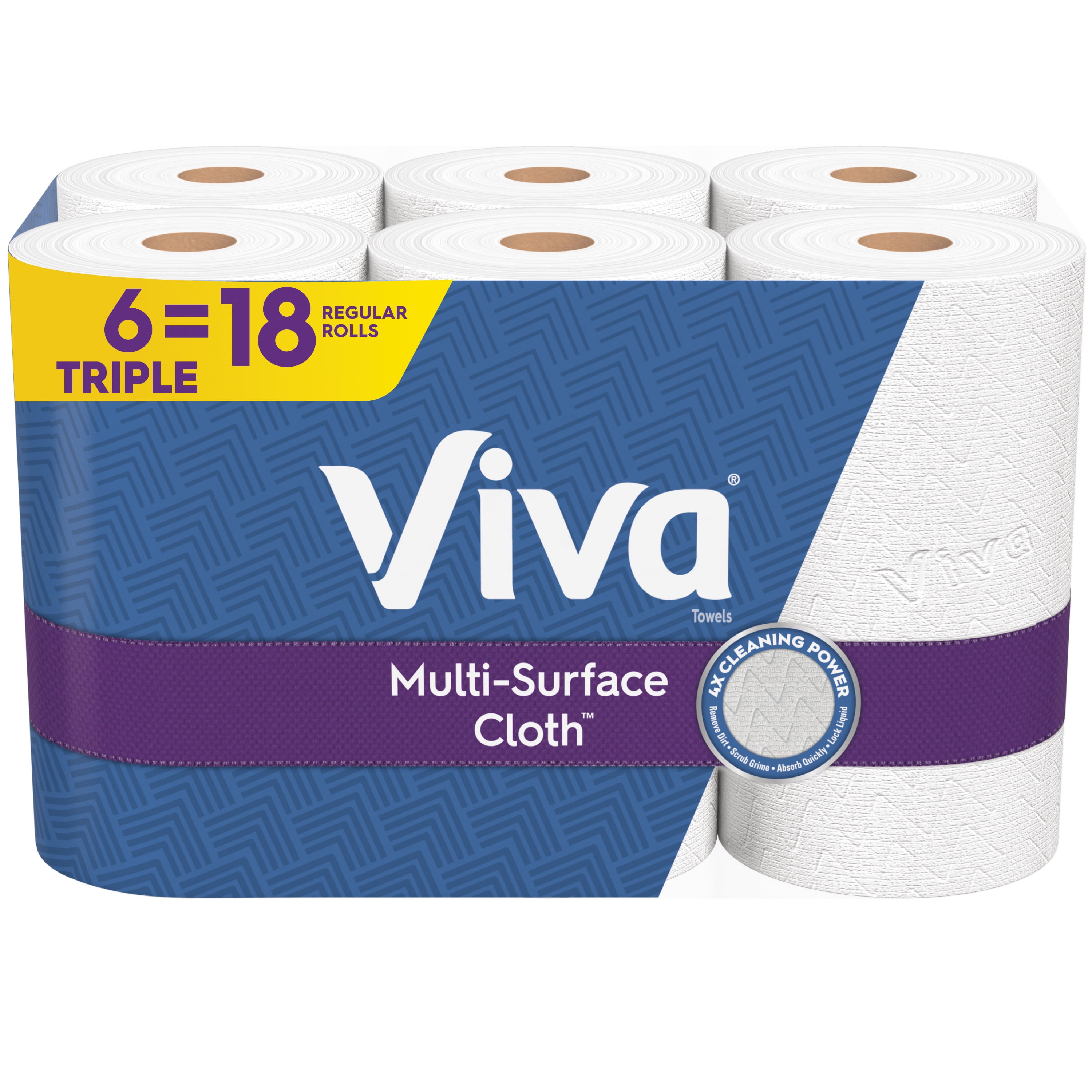 Viva MultiSurface Cloth Paper Towels, 6 Triple Rolls (165 Sheets per