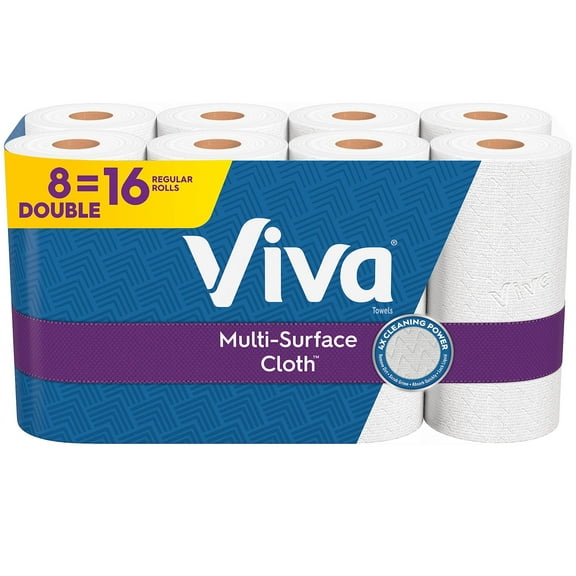 Viva Multi-Surface Cloth Paper Towels, Choose-A-Sheet - 8 Double Rolls = 16 Regular Rolls 110 Sheets Per Roll