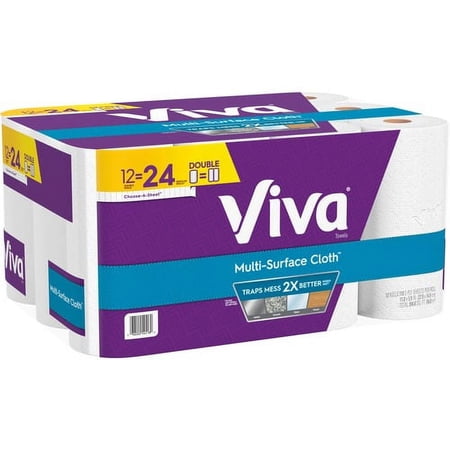 Viva Multi-Surface Cloth Towels - 2 Ply - White - Perforated, Absorbent, Cleaning, Durable, Strong, Versatile - For Multi Surface - 12 / Pack | Bundle of 2 Cartons