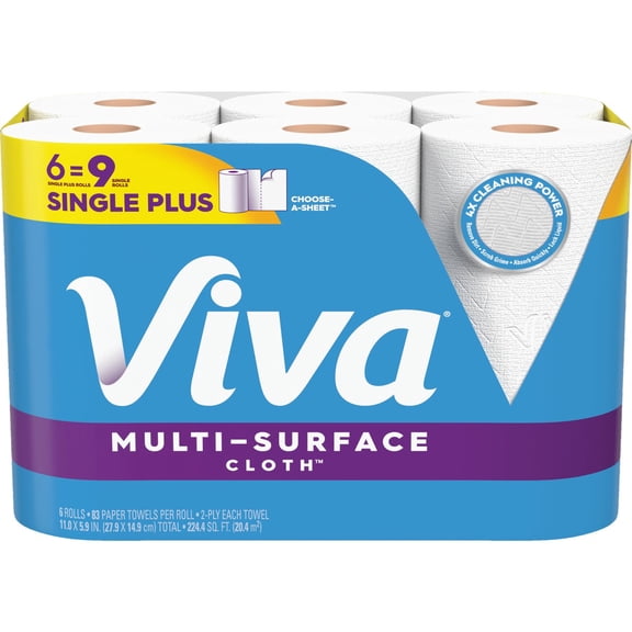 Viva® Multi-Surface Kitchen Cloth Paper Towels, 1-Ply, 24 Rolls (KCC49413)