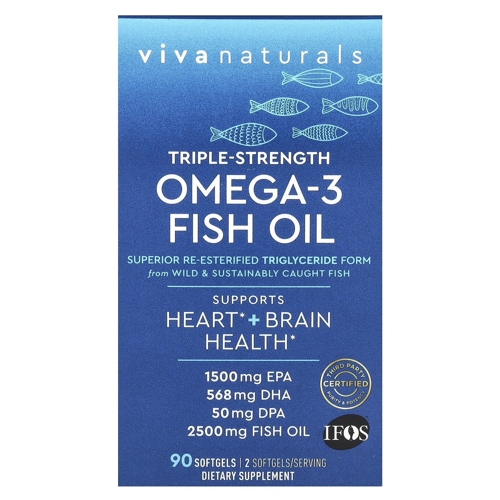 Omega 3 Fish Oil Viva Naturals Viva Naturals EPA & DHA Omega-3 Fish Oil Supplement, Triple Strength