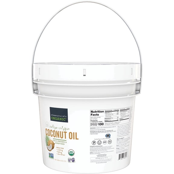 Viva Naturals Organic Extra-Virgin Coconut Oil, 1 Gallon (3.79L)