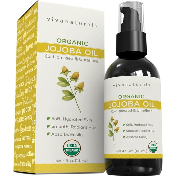 Viva Naturals Organic Jojoba Oil, 100% Pure Cold Pressed, 4 fl oz