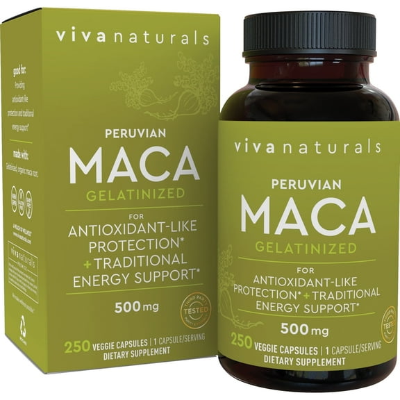 Viva Naturals Peruvian, Gelatinized Maca Powder Capsules, 250 Veggie Capsules