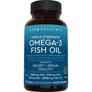 Viva Naturals Triple Strength Omega 3 Fish Oil Supplement, 2500 mg, 30 Pescatarian-Friendly Softgels