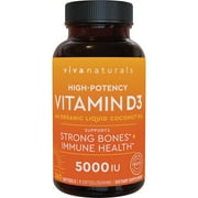 Viva Naturals Vitamin D3 5,000 IU with Organic Liquid Coconut Oil, 360 Softgels