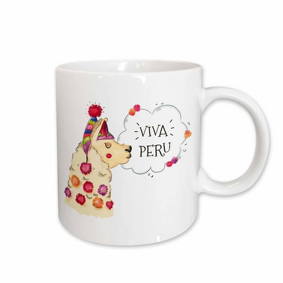 3drose, Viva Peru Lama Alpaca Funny Animal, 11oz Mug