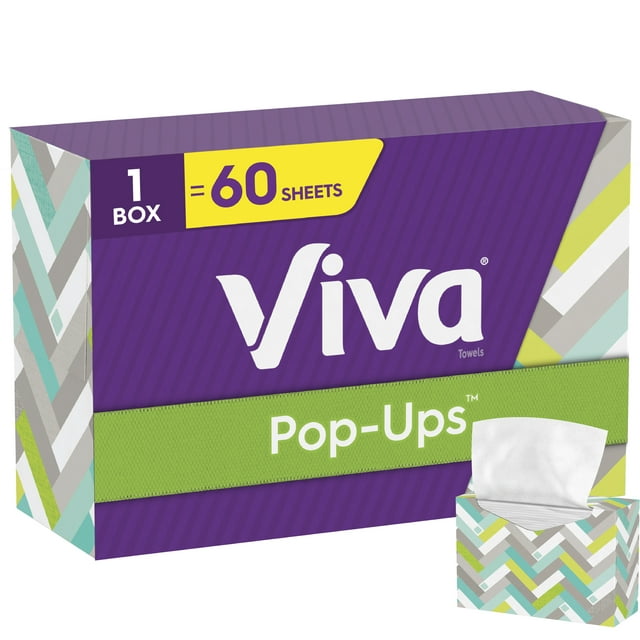Viva Pop-Ups Paper Towel Dispenser, White, 60 Sheets