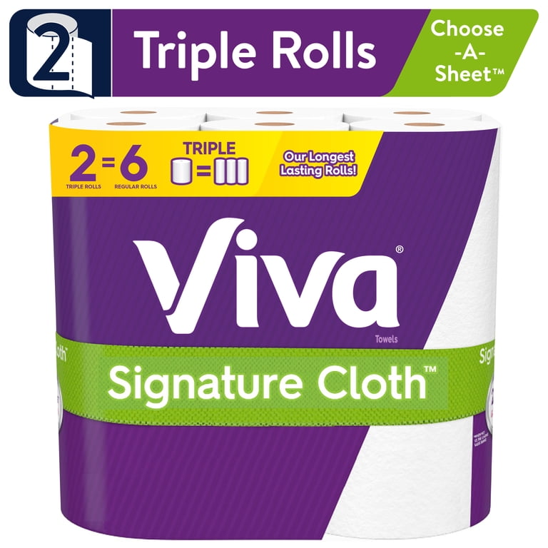 Viva Signature Cloth Durable Paper Towels, 2 Triple Rolls, 312
