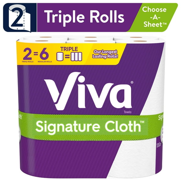 Viva Signature Cloth Choose-A-Sheet Paper Towels, White, 2 Triple Rolls