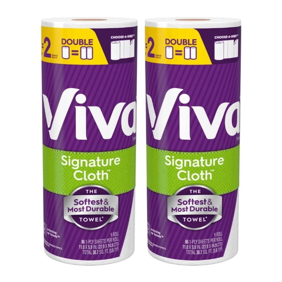Viva Signature Cloth Paper Towels, 1 Double Roll, 86 Sheets per Roll - 2 Rolls