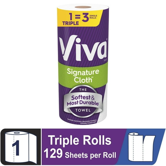 Viva Signature Cloth Paper Towels, 1 Triple Roll, 129 Sheets per Roll - pack of 2