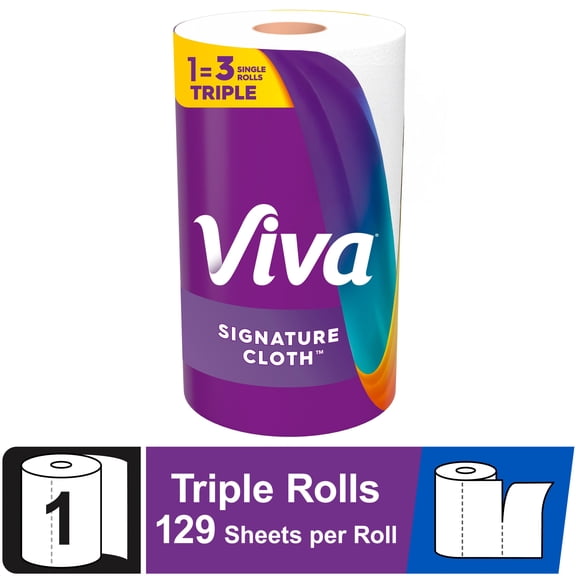 Viva Signature Cloth Paper Towels, 1 Triple Roll, 129 Sheets per Roll