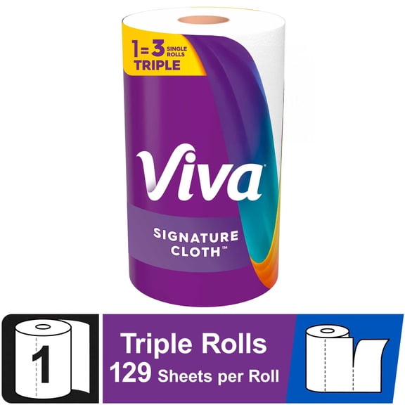 Viva Signature Cloth Paper Towels, 1 Triple Roll, 129 Sheets per Roll