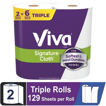 Viva Signature Cloth Paper Towels, 2 Triple Rolls, 129 Sheets per Roll