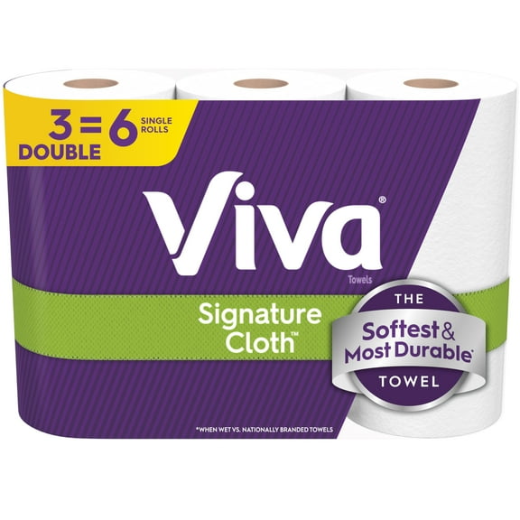 Viva Signature Cloth Paper Towels, 3 AIS1Double Rolls, 86 Sheets per Roll