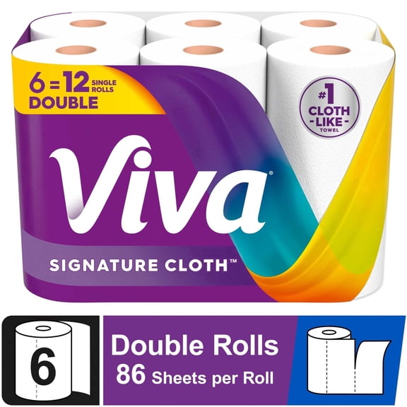 Viva Signature Cloth Paper Towels, 6 Double Rolls, 86 Sheets per Roll