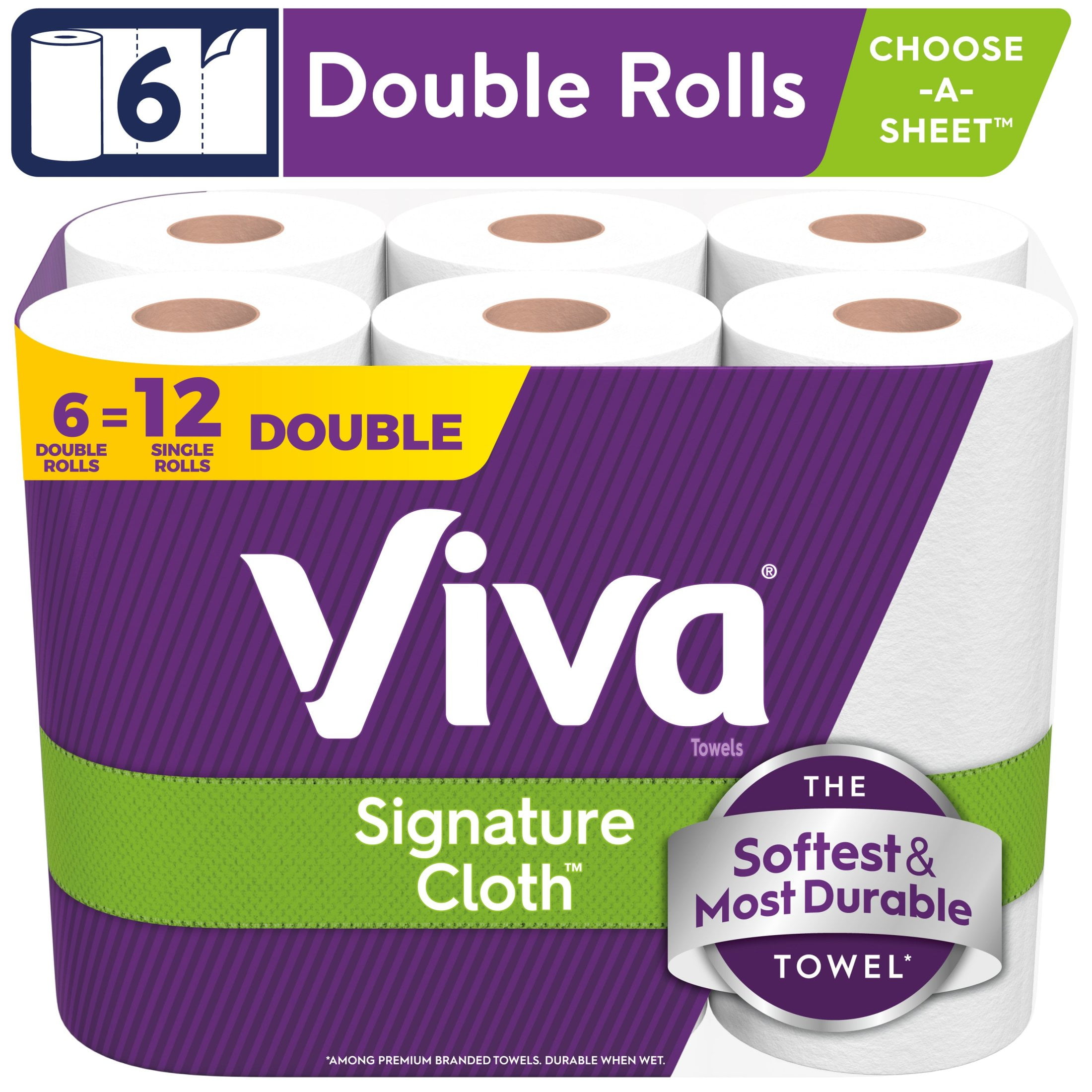 Viva Signature Cloth Paper Towels, 6 Double Rolls, 86 Sheets per Roll