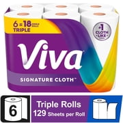 مناشف ورقية من القماش من Viva Signature، 6 لفات ثلاثية، 129 ورقة لكل لفة