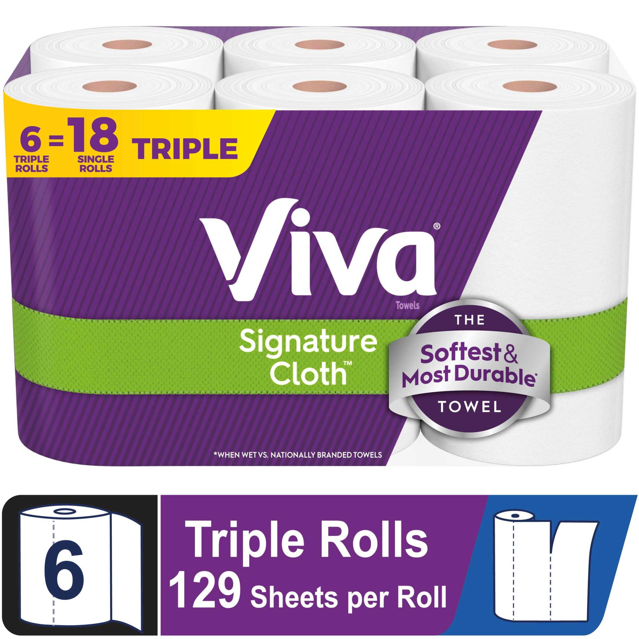 Viva Signature Cloth Paper Towels, 6 Triple Rolls, 129 Sheets per