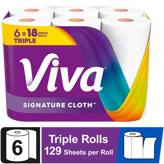 Viva Signature Cloth Paper Towels, 6 Triple Rolls, 129 Sheets per Roll