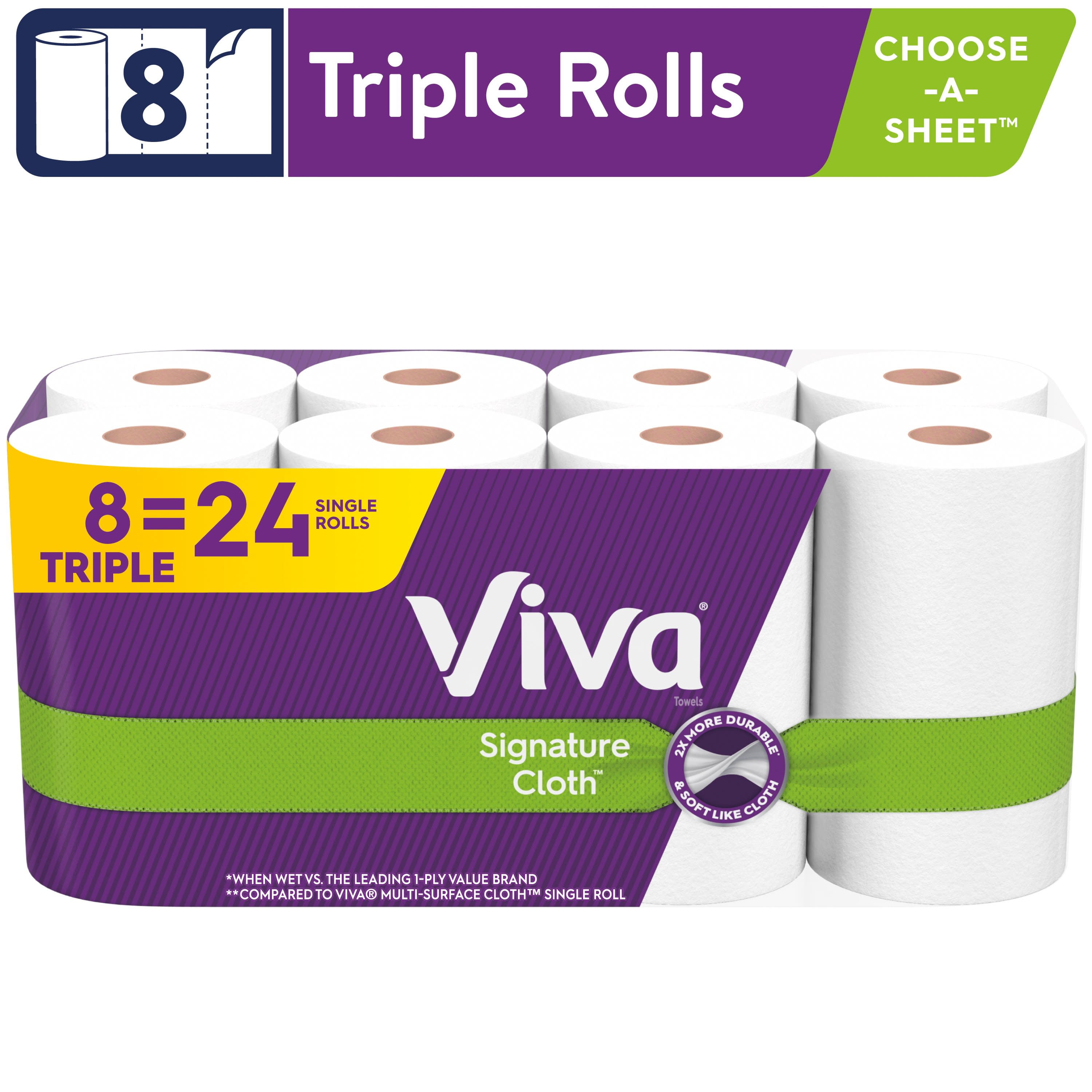 Viva Signature Cloth Paper Towels, 8 Triple Rolls, 141 Sheets per Roll