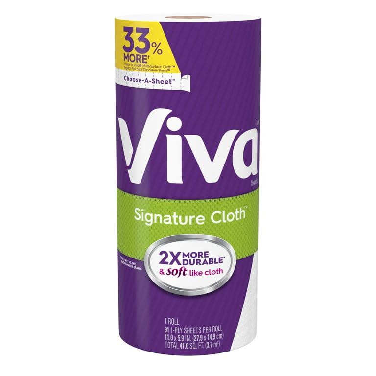 Viva Signature Cloth Paper Towels Choose A Sheet 1 Big Roll 33 Larger Than Competitive Regular Roll 91 Sheets Per Roll Walmart