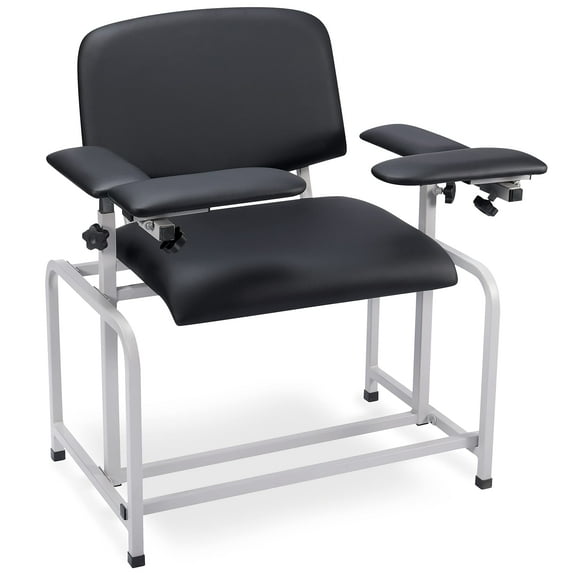 VivaComfort Black Bariatric Phlebotomy Chair with Adjustable Armrest, 35" H x 18" L x 29"W, Blood Draw Chair, Large Weight Capacity Comfortable Leather Medical Chair, Great for Mommy and Me