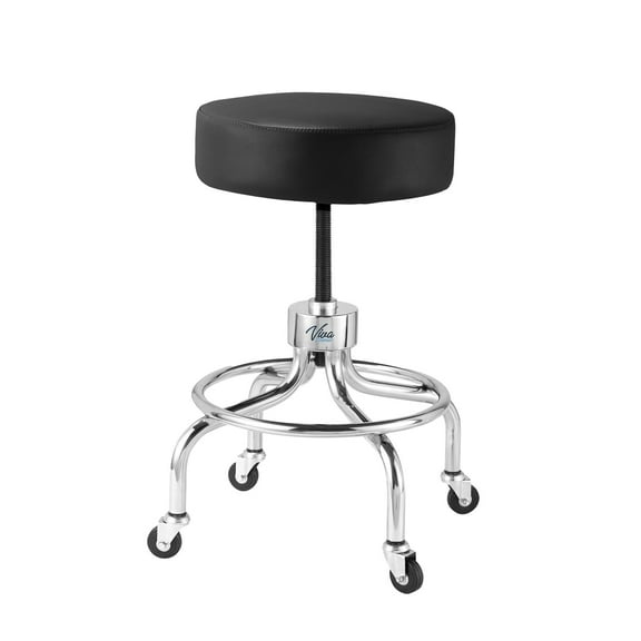 VivaComfort Black Medical Stool, Adjustable Height Rolling Doctor Stool, 300 lbs. Weight Capacity