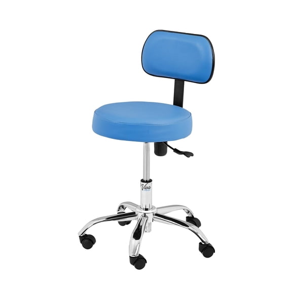 VivaComfort Blue Exam Stool, Adjustable Drafting Chair, Salon Stool with Back Support, Saddle Chair