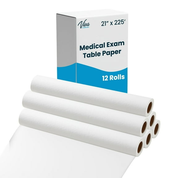 VivaEssentials Smooth Medical Exam Table Paper, 21" x 225', Pack of 12 Rolls Massage Table Paper, Papel de Camilla