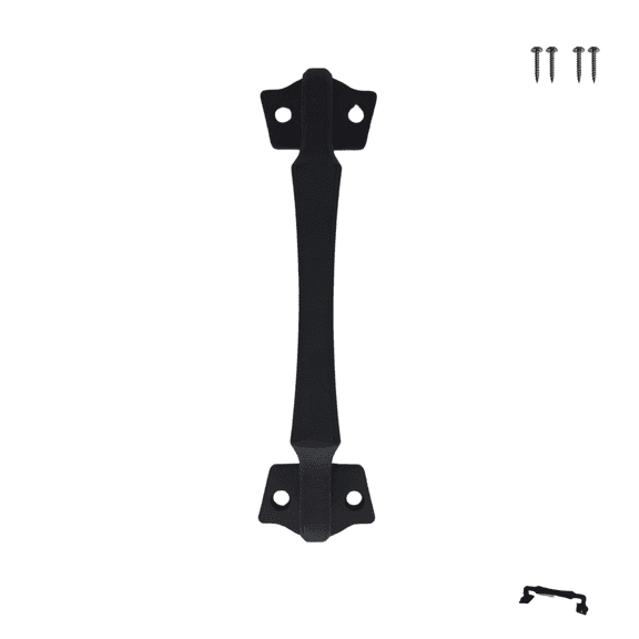 VivaLight 10 Inch Modern Barn Door Handle, Black Steel Pull with Screws, Angular Design Hardware for Garden Shed, Garage, Fence, Cabinet, Pantry, Closet, and Interior Doors