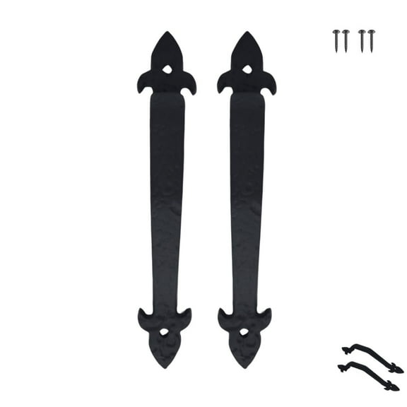2-Pack 11 Inch Hammered Cast Iron Door Handle – Heavy-Duty Rustic Barn Door Pull for Gates, Sheds & Cabinets – Vintage Black Finish, Mounting Screws Included