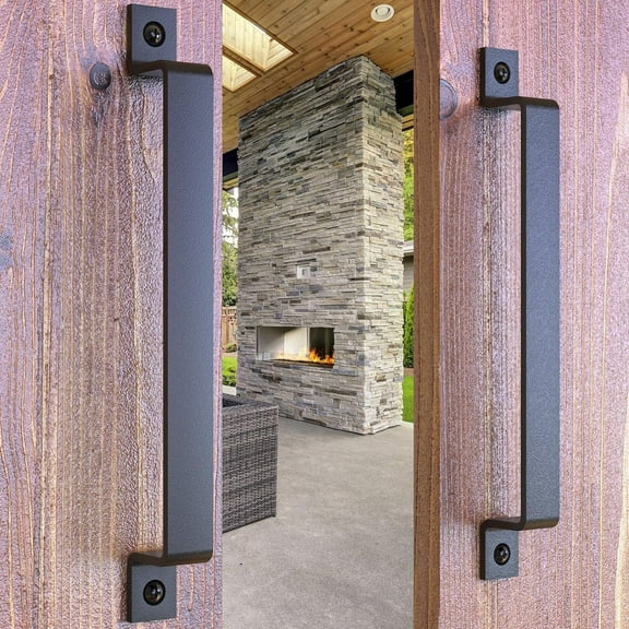 VivaLight 2-Pack 12 Inch Rustic Barn Door Handle Pull - Solid Steel Black Pull for Sliding Doors, Gates, Garages, Sheds, Fences, Closets, Pantries - Indoor Outdoor Use - Easy Install